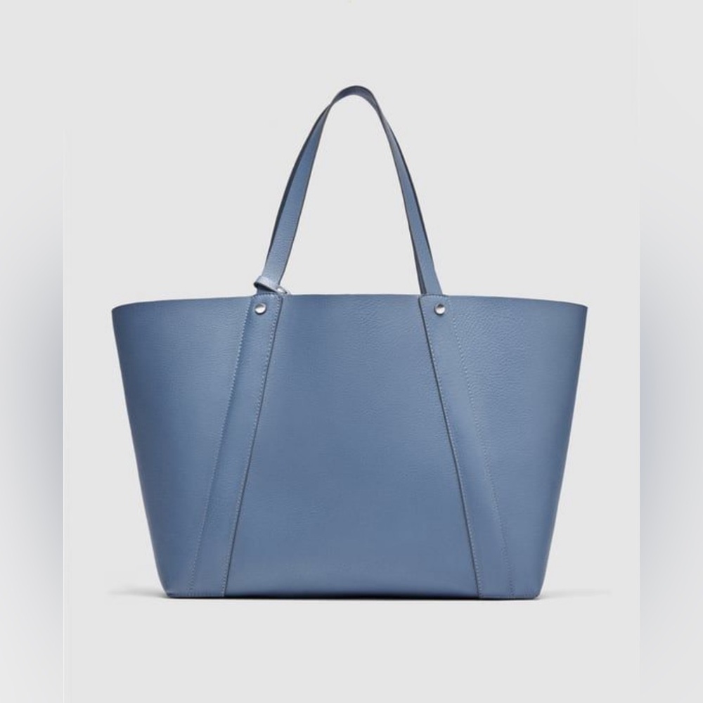 Zara Blue Reversible Tote with Detachable Wristlet - NWT - Picture 2 of 13